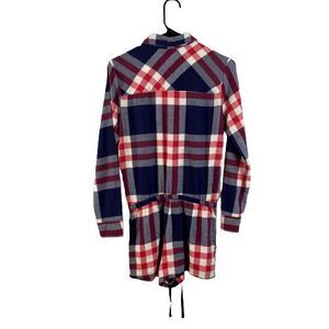 AEO Aerie Flannel Romper Red White Navy Plaid Women's XS